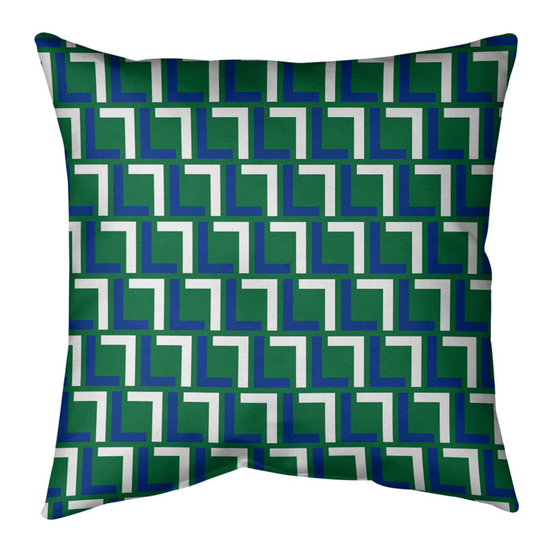 Housse de coussin Seattle, 14 po x 14 po, Simili daim, Bleu foncé / Blanc / Vert