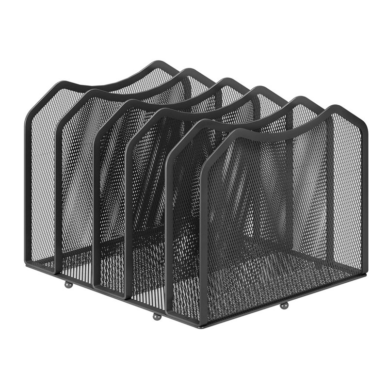 5-Section Mesh Desktop File Sorter Organizer