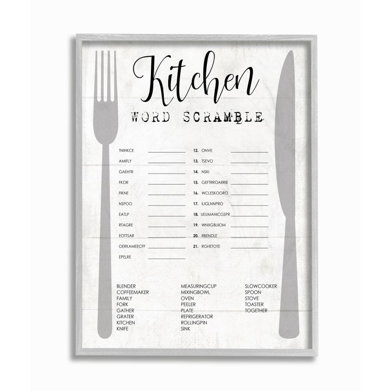 « cuisine word brouiller family word design » par daphné polselli, impression, H 20 po x l 16 po, Estampe numérique Farmhouse