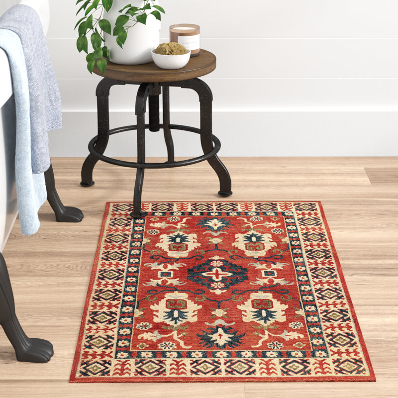 Adrien Hand-Tufted Wool Burnt Sienna/Navy/Beige Area Rug