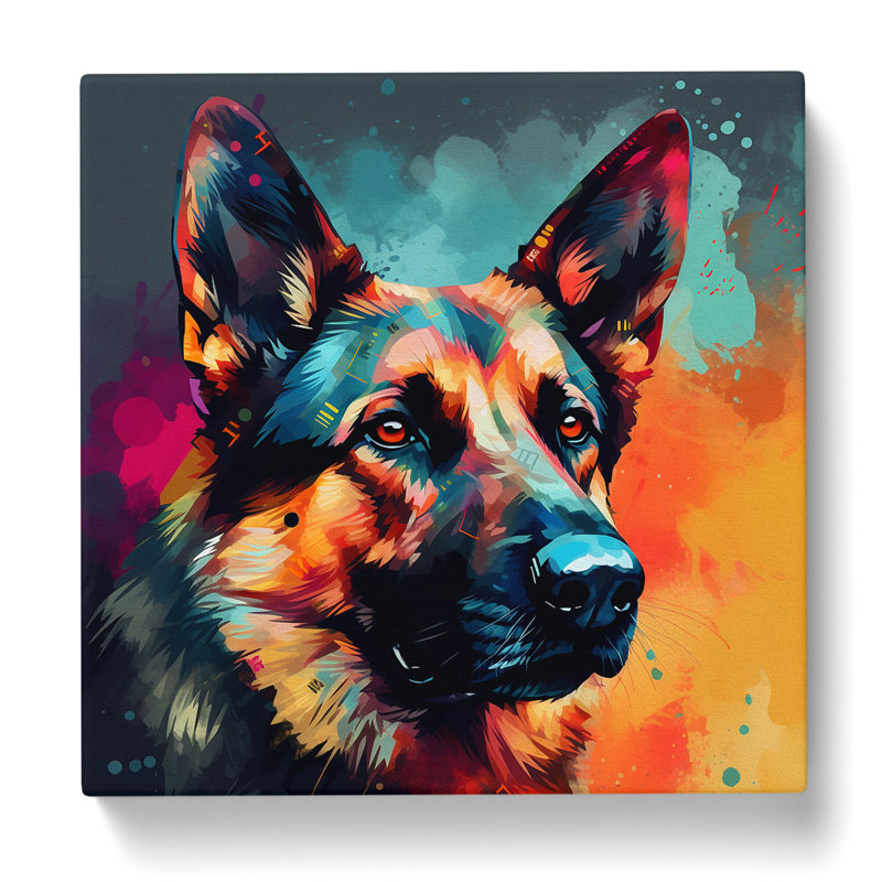 German Shepherd Abstract Art No.3 - Print, 35cm H x 35cm W x 3cm D