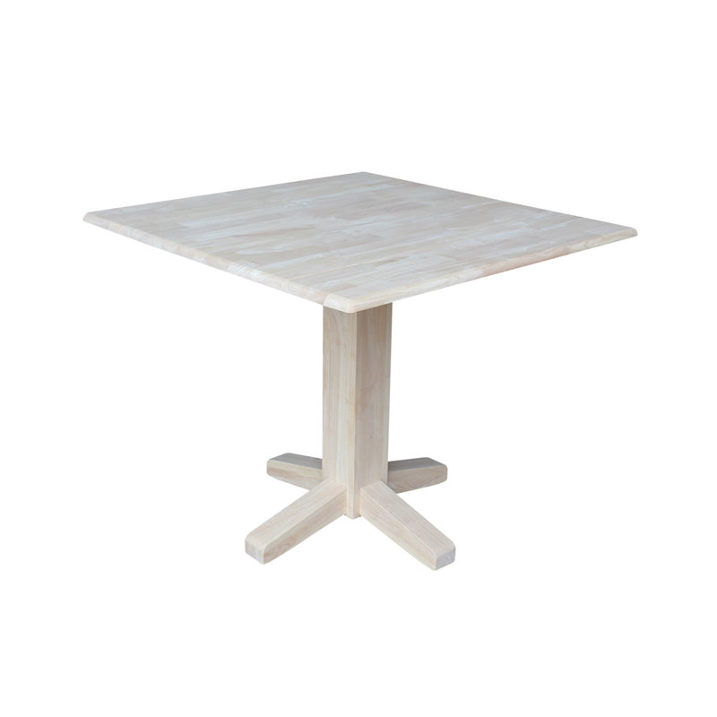 Lesha Dual Drop Leaf Solid Wood Dining Table, Unfinished/Unfinished