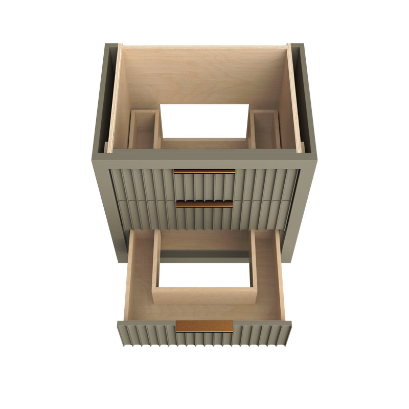 Lecrieú Three-Drawer Single Bath Vanity, 30", French Olive, Champagne Bronze