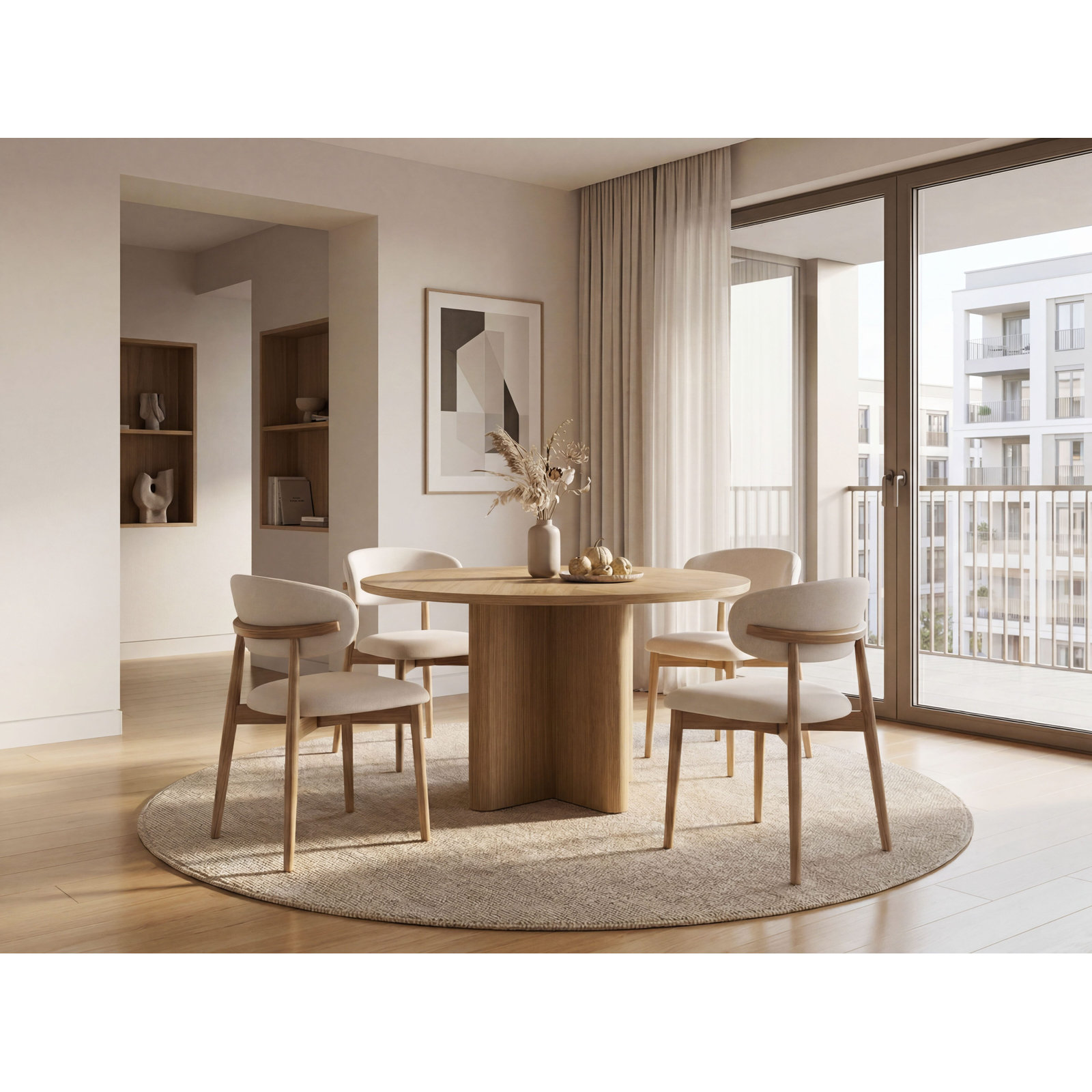 Veroniza Dining Table, Natural, 30" H x 45.28" L x 45.28" W