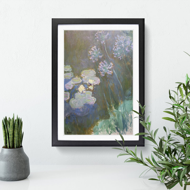 Water Lilies Lily Pond Vol.6 by Claude Monet - Picture Frame Painting, 48cm H x 36cm W x 2cm D, Black