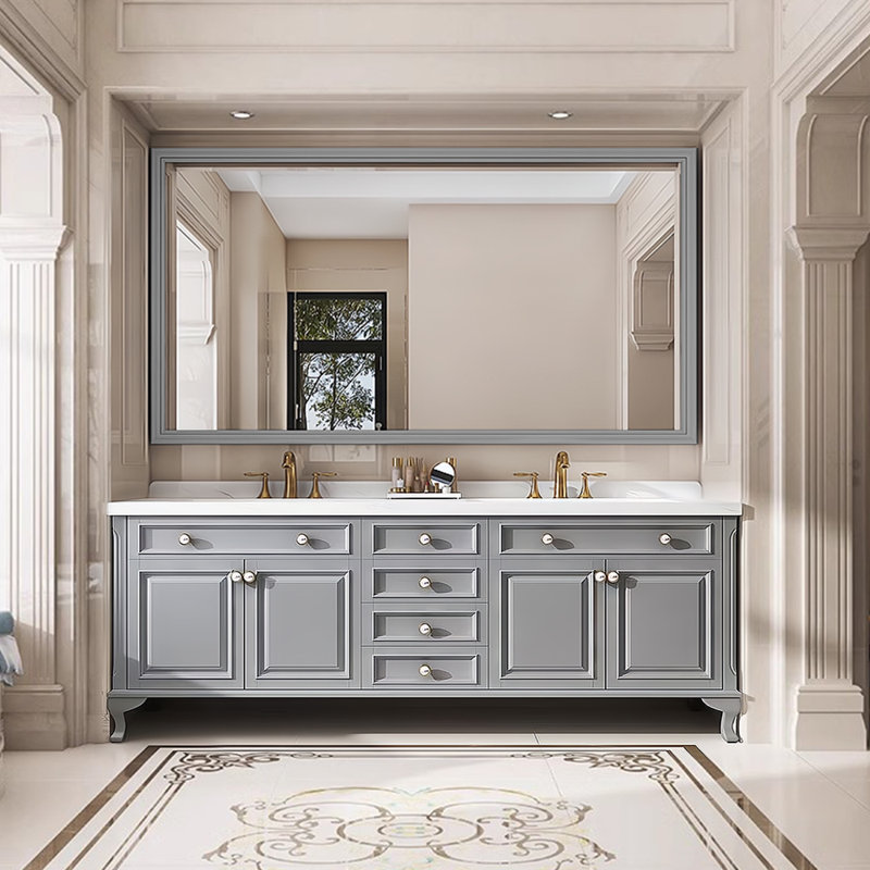 American-style villa luxury bathroom Vanity, 75", Gray