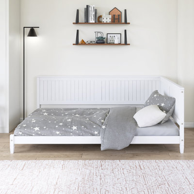 Wood Platform Bed With Armrest