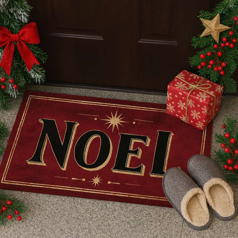 Paillasson en PVC durable pour Noël, 15,7 po x 27,6 po | Matériau 100% PVC, antidérapant | Conception festive des Fêtes, parfaite pour une utilisation intérieure et extérieure, facile à nettoyer, ajoute de la joie à votre entrée de maison