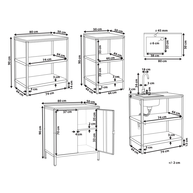 Beliani 290cm 4 Modular Outdoor Kitchen