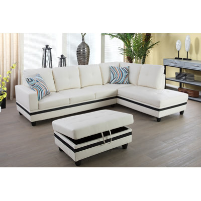 Brevard Faux Leather L-Shaped Sectional