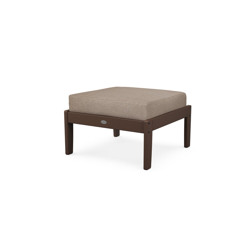Repose-pieds Braxton, Structure acajou / coussin en toile de jute épice