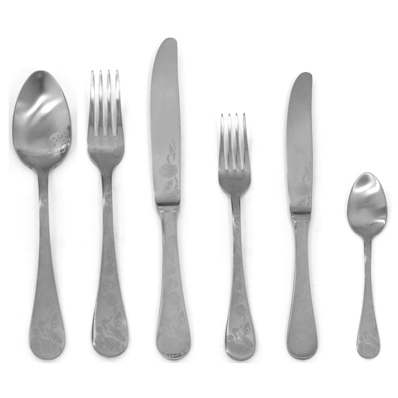 Venere 36 - Piece Stainless Steel Flatware Set - Service for 6, Ice