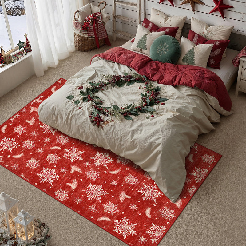 Tapis de vacances WinterJoy, Rouge, Rectangle 9'x 12'