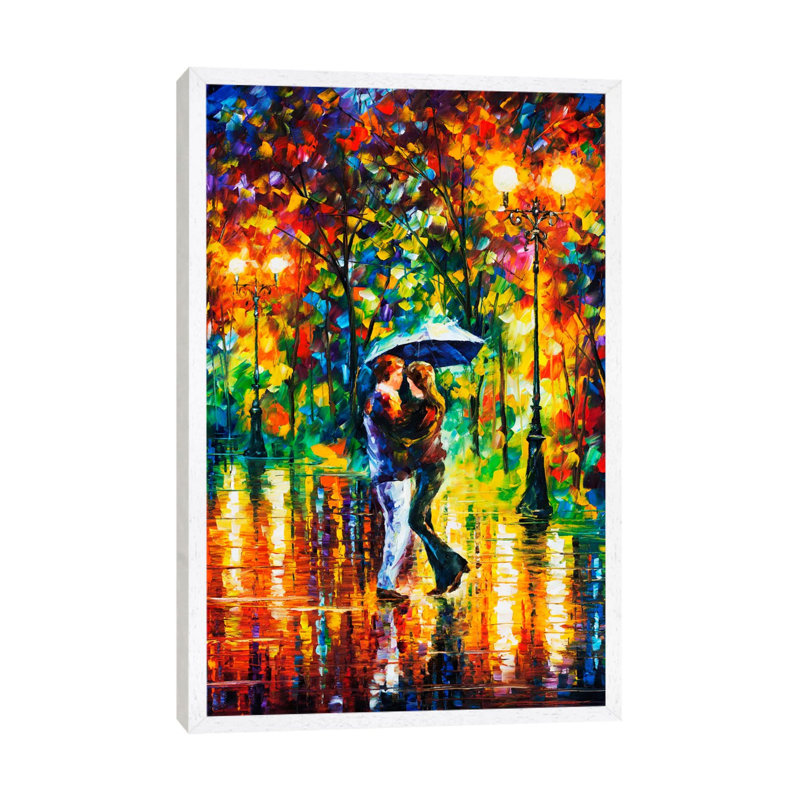Rainy Dance II by Leonid Afremov - Painting on Canvas, 66.04 cm H x 45.72 cm W, White Framed Canvas