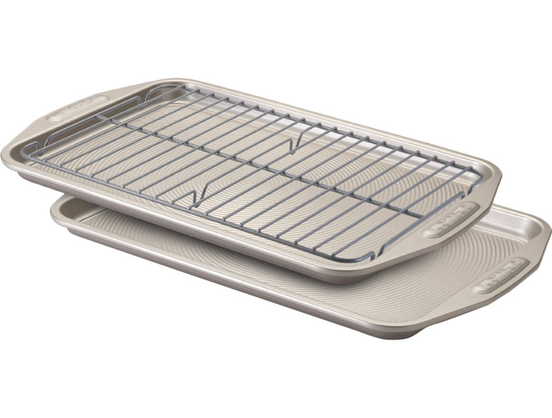 Gray Carbon Steel Nonstick Bakeware Set with Cooling Rack