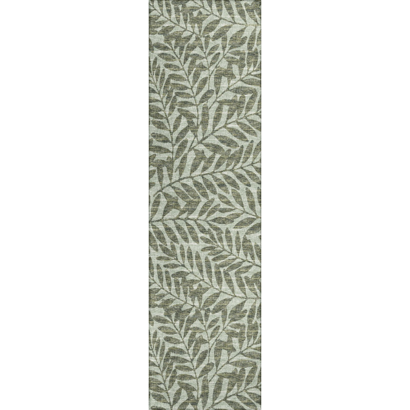 Tapis vert tissé à la machine Duffield, Tapis de couloir 2 pi 3 po x 7 pi 6 po