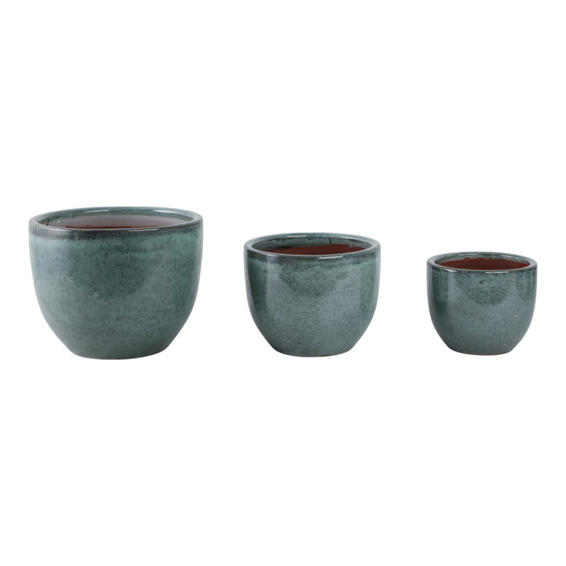 Clay Planter Set - Durable Rounded Ceramic Planters With Smooth Textured Design And Minimalist Style For Indoor Or Outdoor Display - Set Of 3