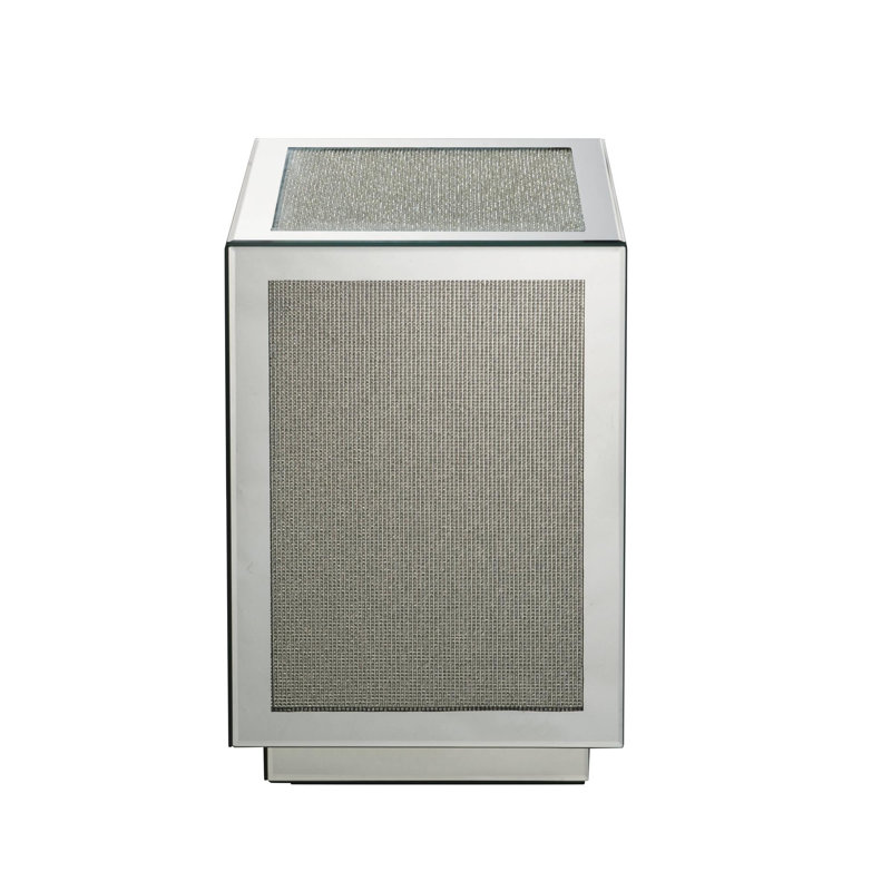 Dedman Glam Square Accent Table with Mirrored Inlay Top and Case-Frame