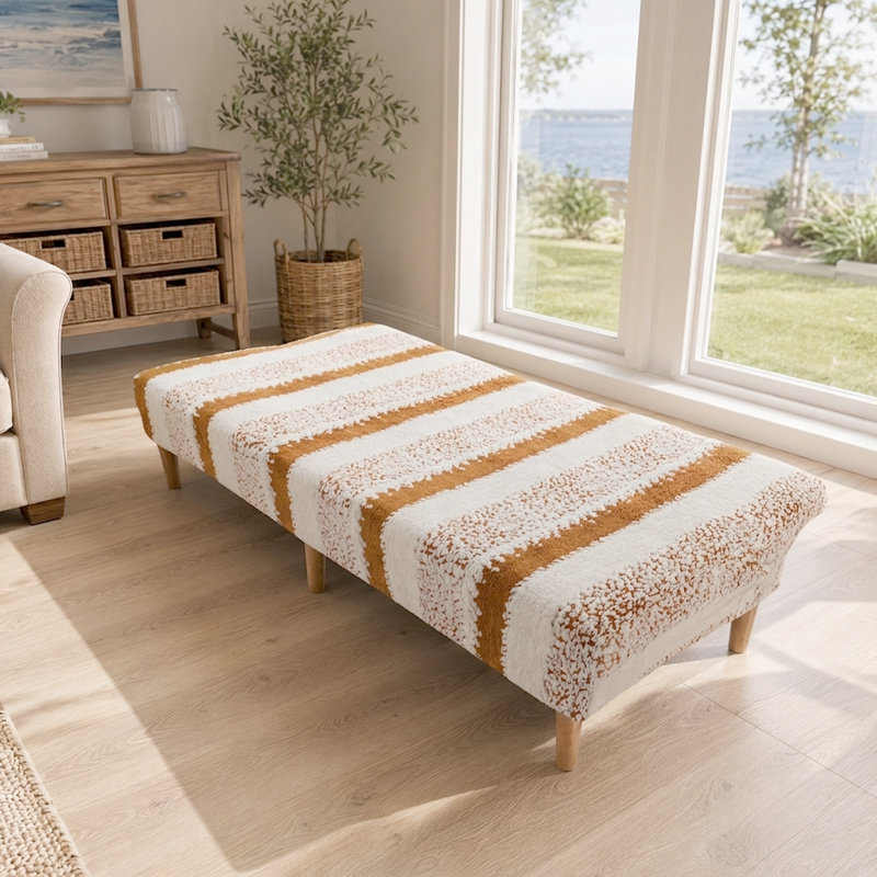 Housse pour canapé-lit moelleuse - Housse élastique sans accoudoirs pour canapés sans accoudoirs à rayures, Khaki