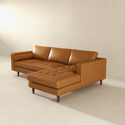 Canapé modulaire en cuir brun clair Anthony