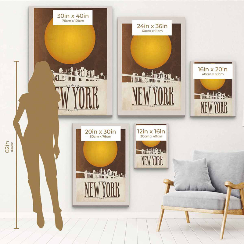 «Elkridge Yellow New York», art mural sur toile 94_b, H 16 po x l 12 po, Cadre flottant noir