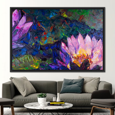 Abstrait fleur de lotus, art mural moderne rose pour décoration contemporaine
