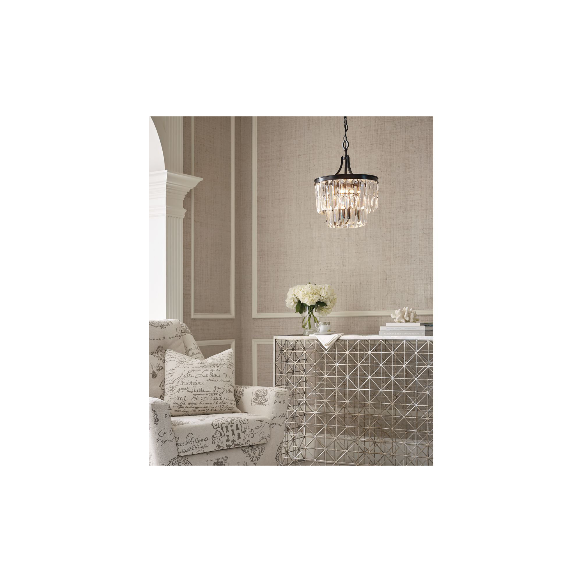 Galene 3 Light Glass Semi Flush Mount, Antique Bronze