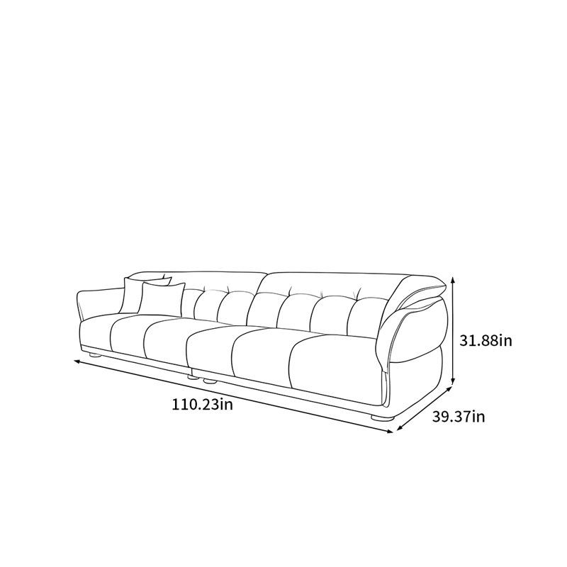 Canapé italien crème en ligne, H 31,88 po x l 110,23 po x P 39,37 po