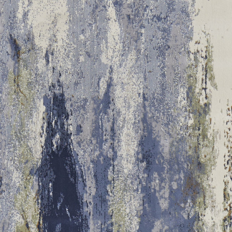 Tapis bleu, orange et ivoire