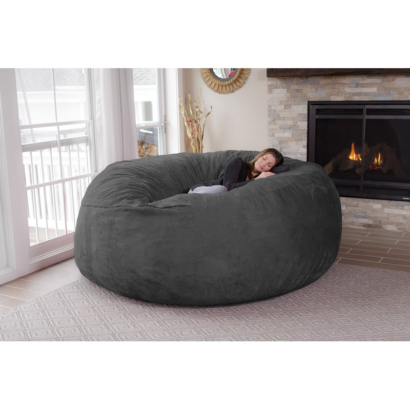 Bean Bag Chair Lounger - Giant 8 Foot Classic Shredded Memory Foam Filled Furniture Bean Bag Chair Lounger with Removable and Machine Washable Cover - Big Bean Bag Sofa Lounger with Soft Micro Fiber Cover - Eight Foot Bean Bag Lounger in Multiple Colors
