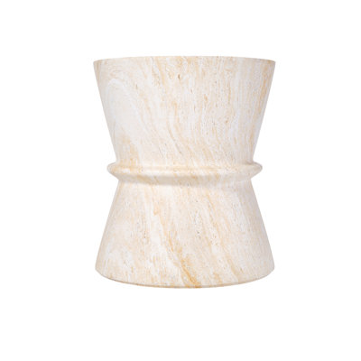 Table d'appoint d'extérieur en forme de sablier, table d'appoint contemporaine en béton avec texture de pierre simulée