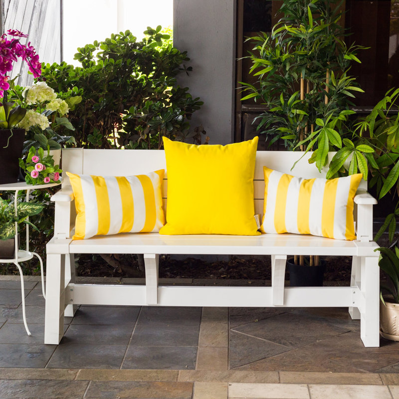 Josephine Striped Outdoor Reversible Throw Pillow, Yellow