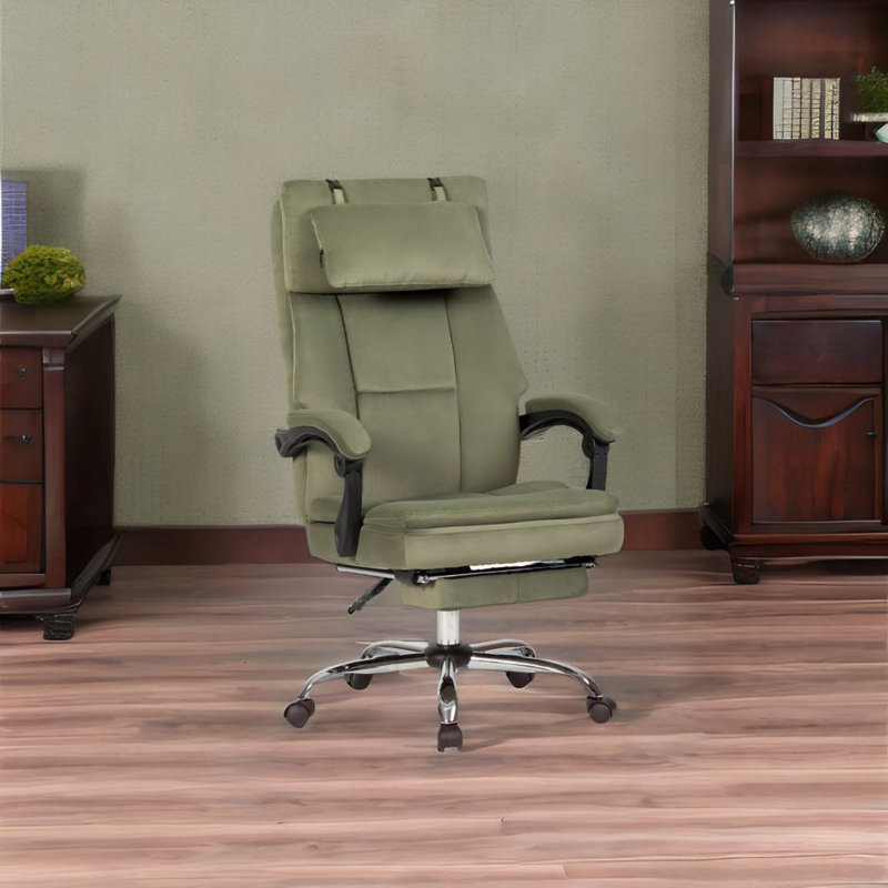 Chaise de bureau avec repose-pieds, Vert