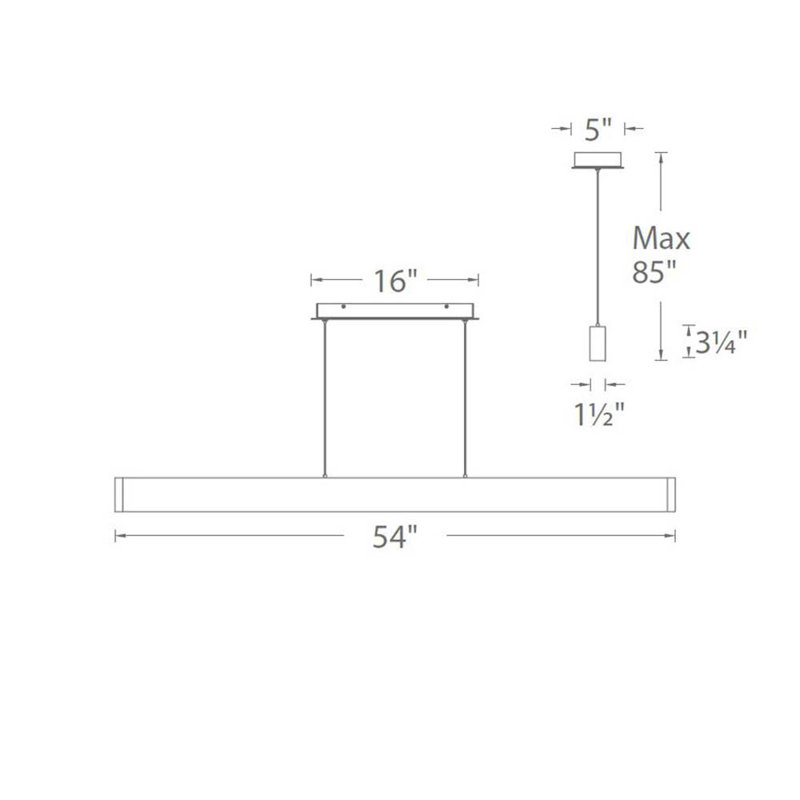 Volo 1-Light LED Kitchen Island Pendant, Brushed Aluminum, 54"