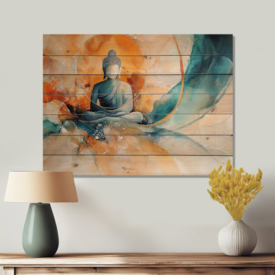 Bouddha Aura intemporelle du bouddhisme I - Art mural en bois traditionnel sur bois de pin naturel