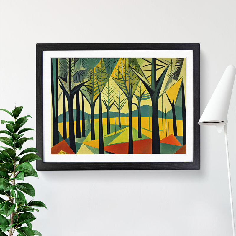 Spring Abstract Forest - Framed Print, 25cm H x 34cm W x 2cm D, Black