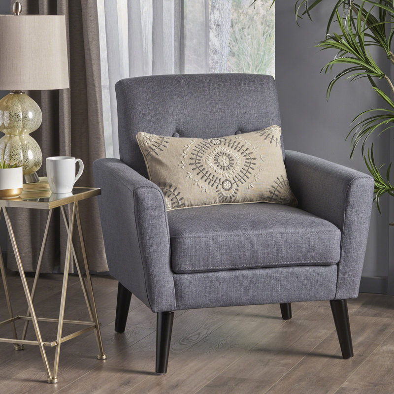 Celyn Upholstered Armchair, Dark Gray Polyester