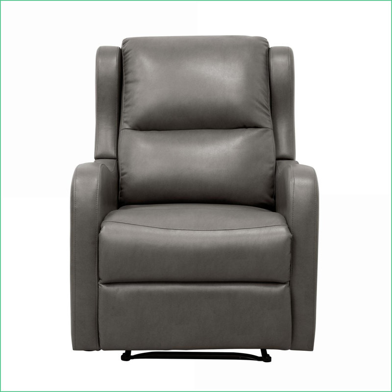 Recliners for Living Room, Slate Grey Faux Leather Reclining Chair with Tab Pull | Solid Wood Frame | 1pc