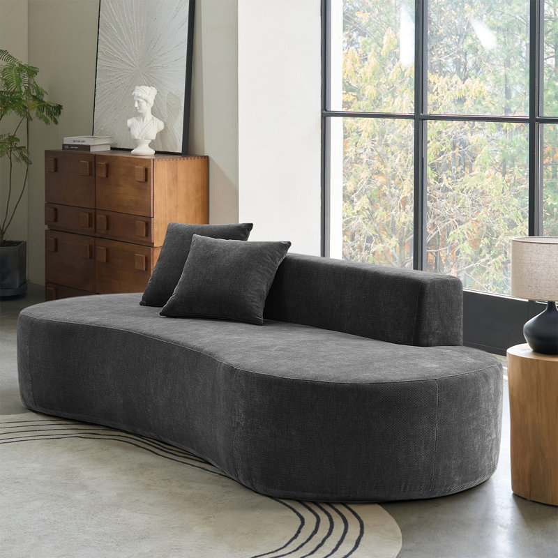 Canapé à compression haute densité 94 po avec 2 coussins Nerio, Gris anthracite