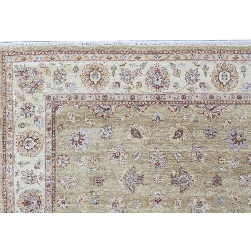 Hand-Knotted High-Quality Gold and Cream Area Rug
