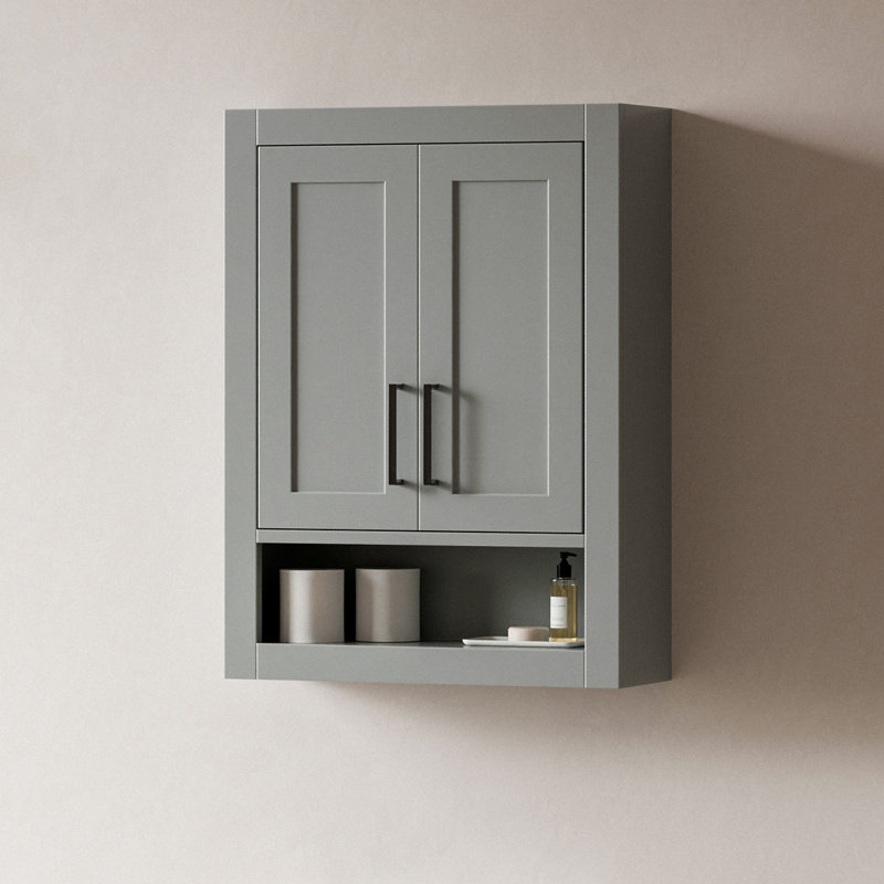 Armoire murale en bois massif H 31 po x l 23,1 po, H 31 po x l 23,1 po x P 21,5 po, Gris
