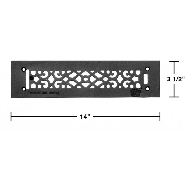 Victorian de grille d’air chauffant en aluminium gris, H 0,5 po x l 14 po x P 3,5 po
