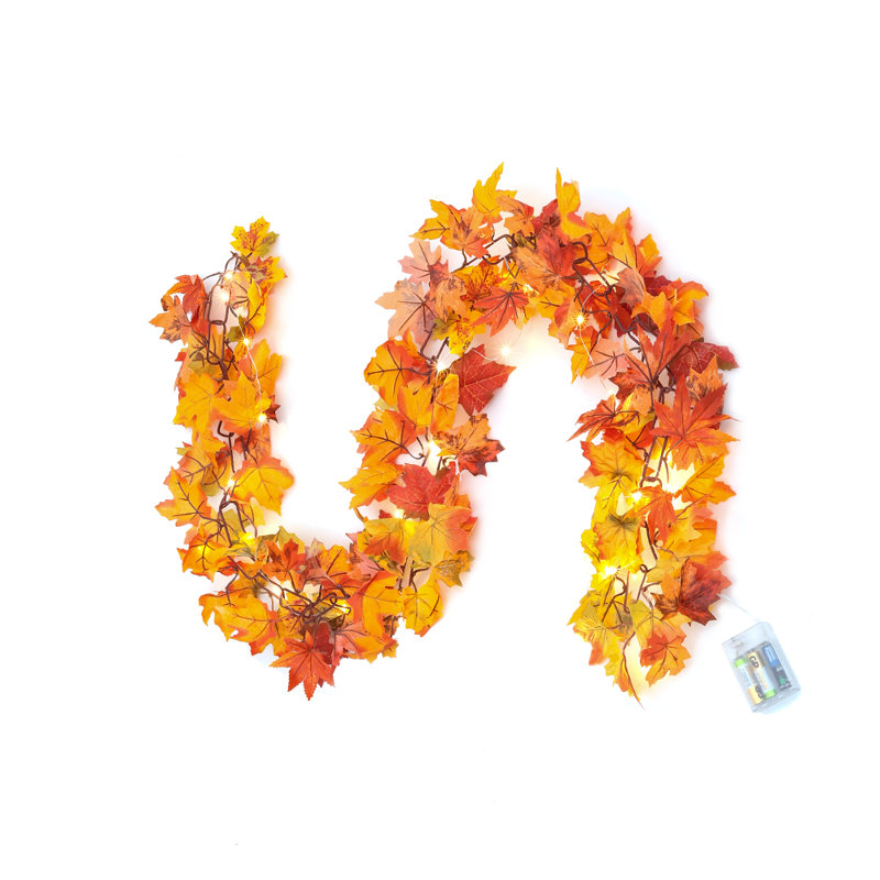 170cm Lighted Faux Maple Garland with Lights