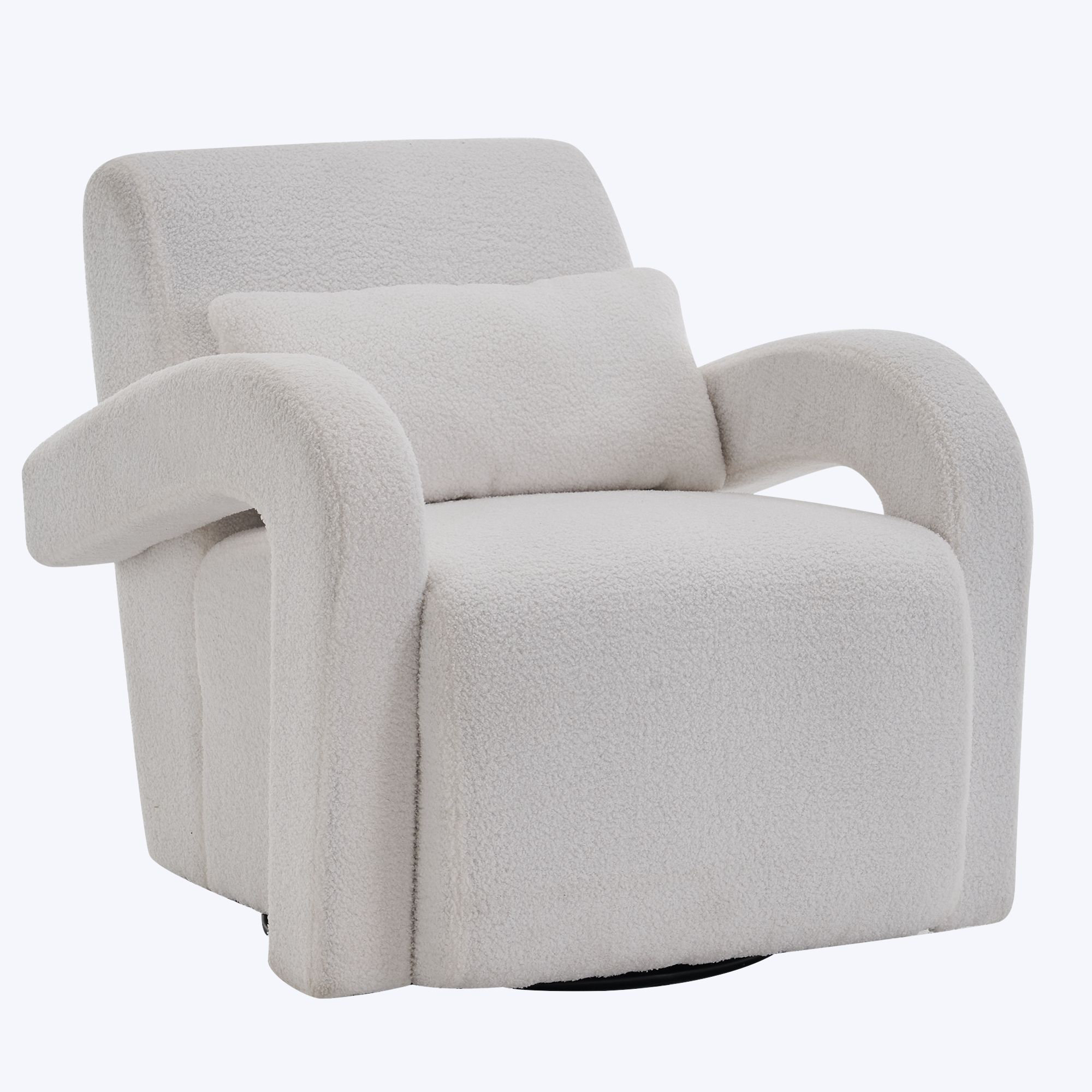 Latitude Run® Modern Swivel Armchair With Accent Pillow, Teddy ...