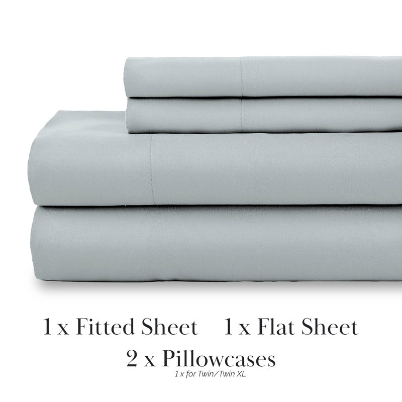 Ensemble de draps 4 pièces Southshore Essentials de Southshore Fine Linens, bleu, en microfibre doublement brossée avec poches profondes de 35,5 cm (14 pouces), comprenant 1 drap-housse, 1 drap plat et 2 taies d'oreiller, format King