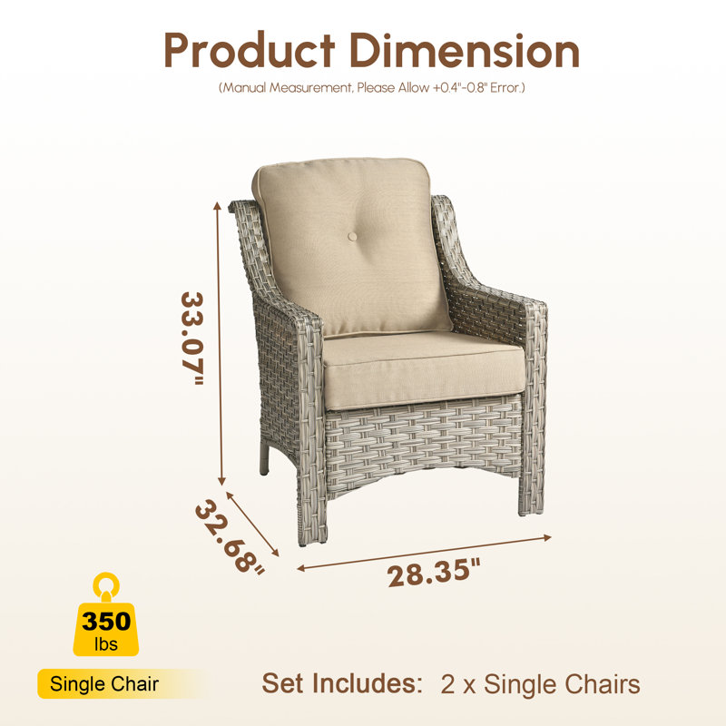 Chaises longues d'extérieur en rotin avec coussins en osier (ensemble de 2), Beige