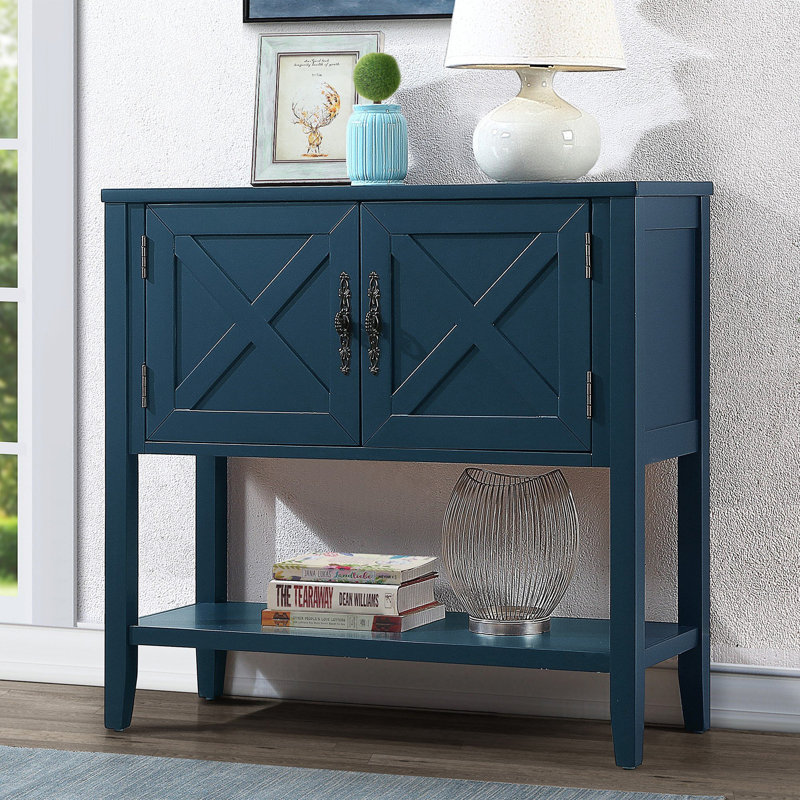 Tevrat Vintage Console Table | 4 Drawers & Open Shelf | Solid Pine Wood & MDF | Classic Style with Spacious Storage | Living Room/Entryway Sofa Table