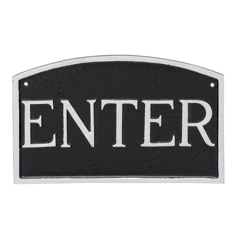 Plaque de jardin «Entrée», Noir / argent, H 13 po x l 21 po x P 0,25 po