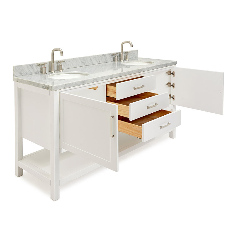Bayhill 73'' W Double Vanity, White, Oval
