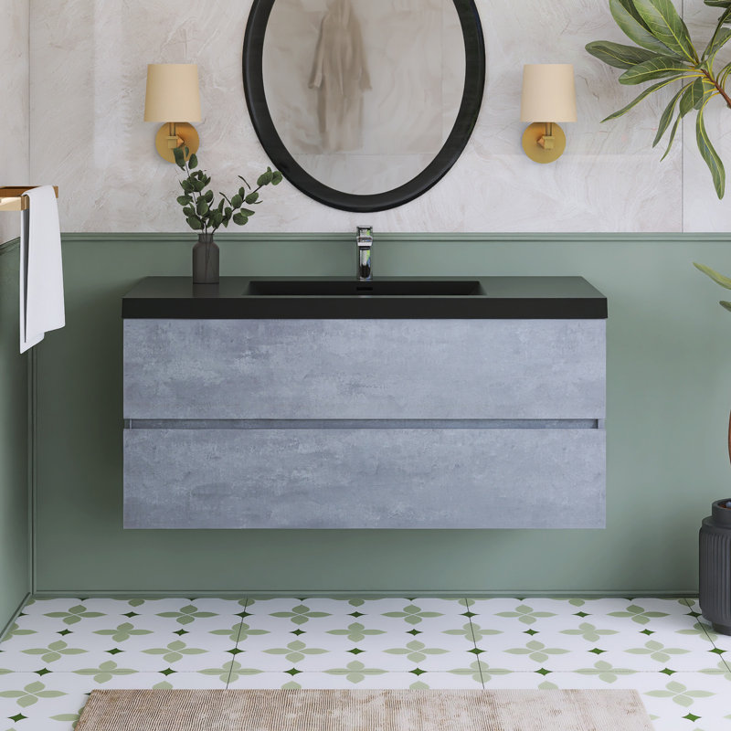 Meuble-lavabo simple 47,3 po avec plateau en quartz Launie